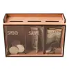 Save Money Box 3 Compartments Wooden Coin Bank With Removable Lid Portable Saver Money Storage Organizer Adults Children Coin 1