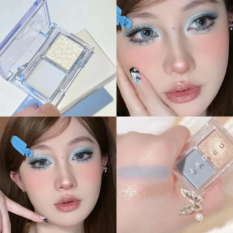 Eye Shadow Plate Matte Pearlescent Two-tone Blue Pink Eye Pigment Lasting