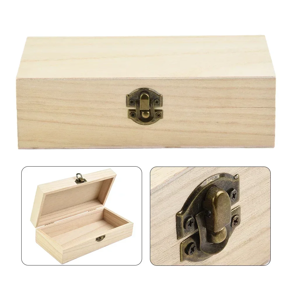 Wood Storage Box Retro Wooden Jewelry Storage Box Vintage Wooden Box Lock Rectangular Desktop Organizer Necklace Bracelet Ring Ornaments