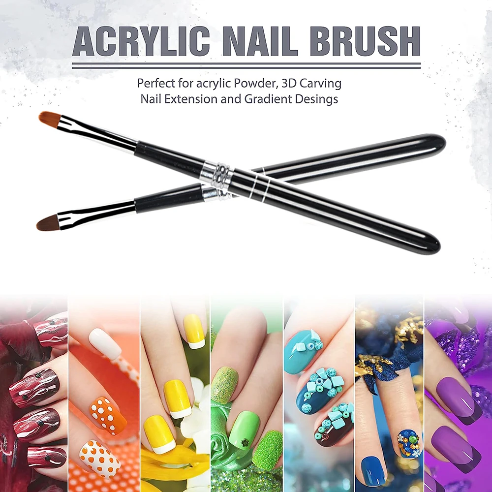 ANGNYA 2#4#6#8#10 Nail Brush Oval Gel Polish Brush Black Hand Draw Drawing Painting Pen Design Nail Art Brush DIY Manicure Tools 3