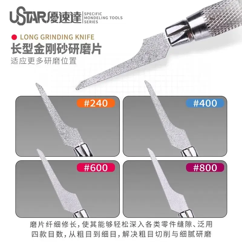 Ustar UA-91917/91918 Carborundum Grinding Knife Blade Assembly Model Gap Polishing File for Modeler Hobby DIY No Handle