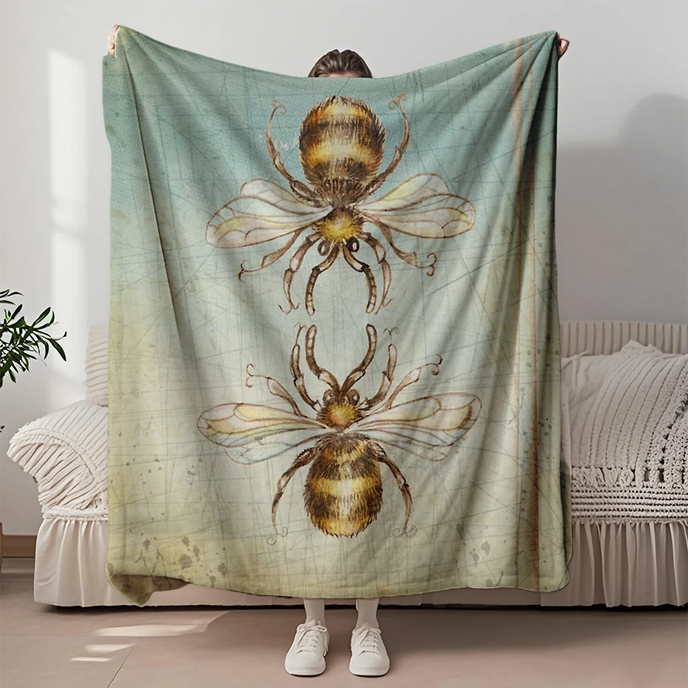 european-classical-bee-flannel-blanket-ultrasoft-touch-blankets-for-newborns