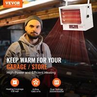 VEVOR Electric Garage Heater, 5/7.5/10KW Digital Fan-Forced Wall/Ceiling Mount Shop Heater, w/Remote Control Overheat Protection 2