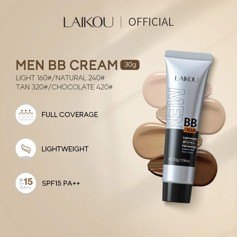 Men BB Cream Full Coverage Long Lasting Waterproof Concealer Natural Color Suitable Gifts Christmas