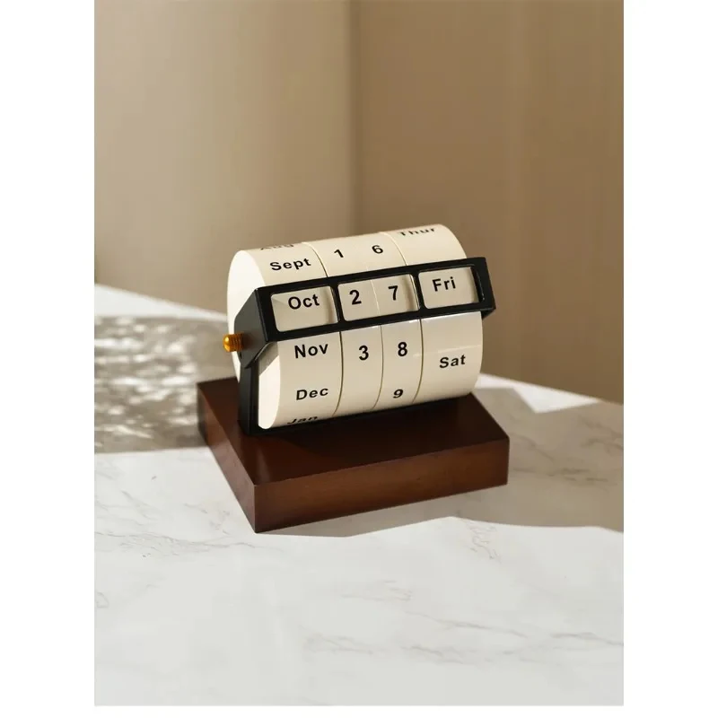 대형 회전식 영구 달력 탁상 장식품 가정 사무실 장식 카운트다운 데스크 액세서리