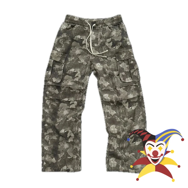 

SAINT MICHAEL Leaf Camouflage Workwear Pants Men Women Washed Jogger Drawstring Sweatpants