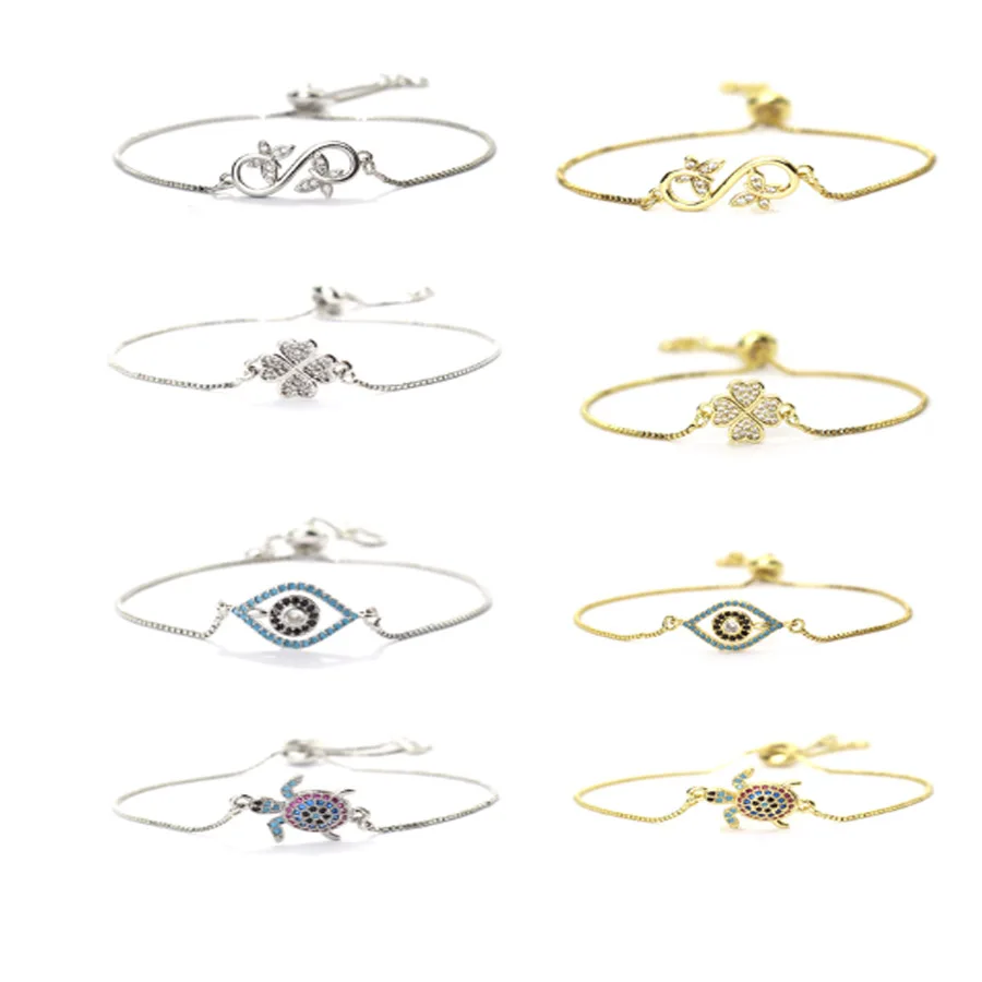 2-farbiges Damen-Kettenarmband, nicht allergisch, verstellbares Gliederarmband, böse Augen, Schmetterling, Kreuz, Cuckold-Armband, Geschenk für Sie, Joias – Detail 2