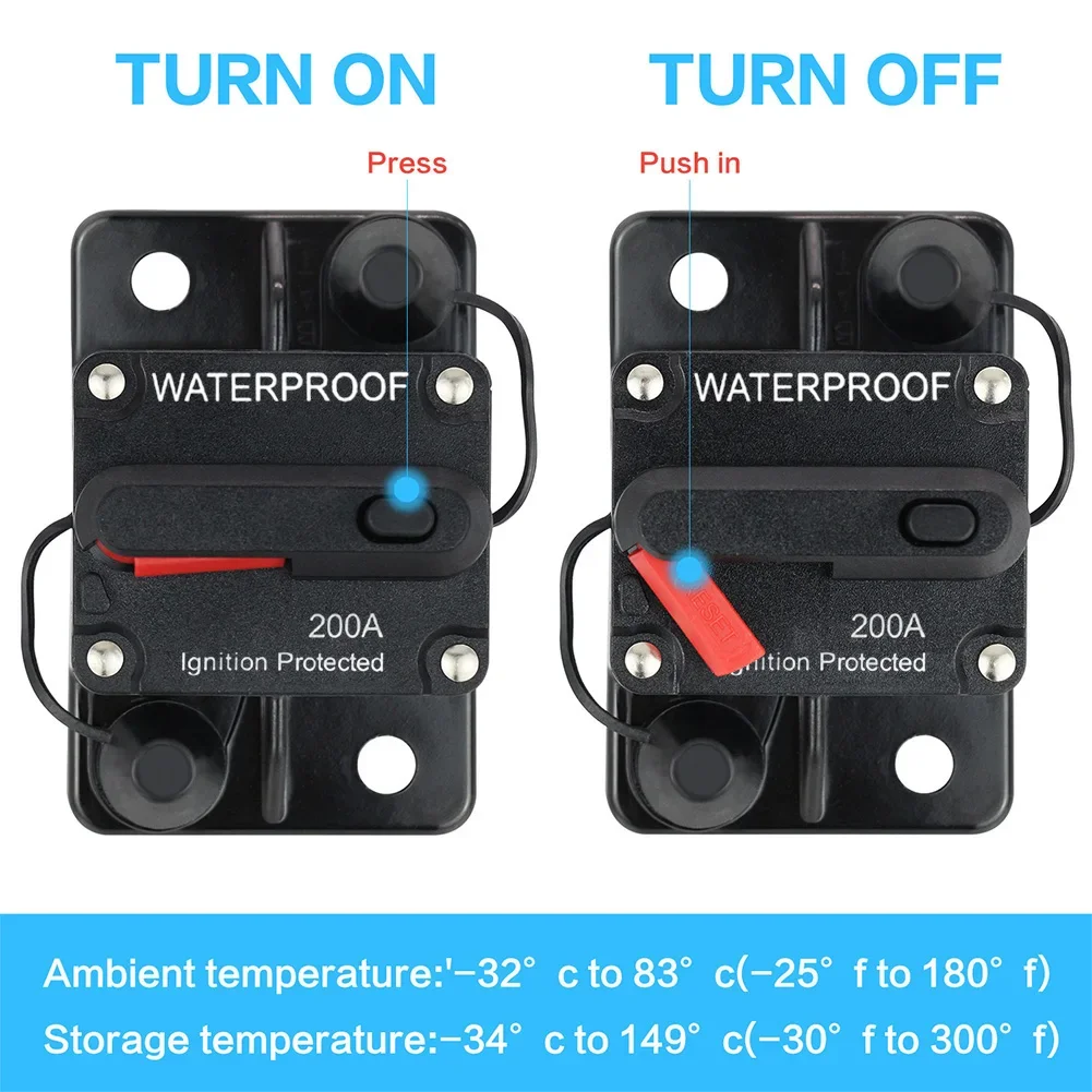 Waterproof car boat auto AMP circuit breaker fuse reset DC 12-48V 30A 40A 50A 60A 70A 80A 100A 120A 150A 200A 250A 300A