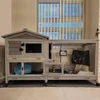 Bunny Cage Indoor and Outdoor Rabbit Hutch with Casters Waterproof Roof, Pull Out Tray from Back and Front 1