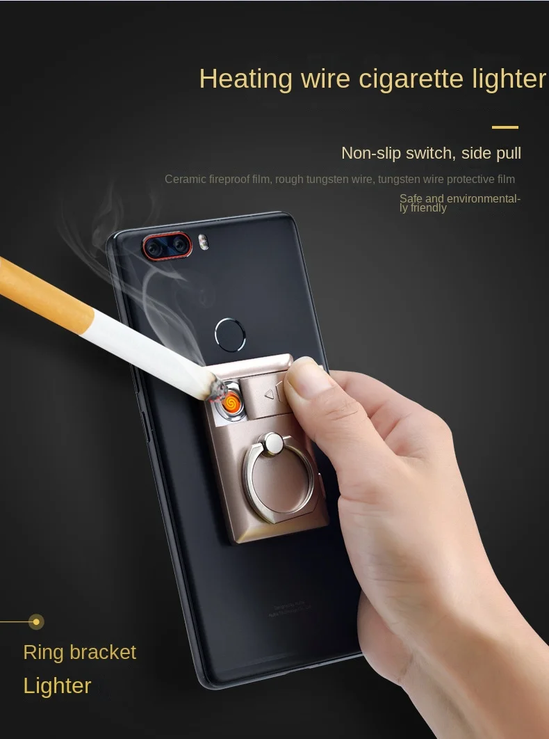 Description Picture 5 of item2023 Novelty USB Flameless Rechargeable Windproof Lighter Phone Holder Tungsten Lighter Cigarette Cigar Tool Exquisite Gift