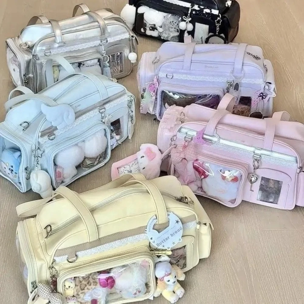 Y2K New Concert Ita Bag JK Large Capacity Shoulder Bag Cute Girl Transparent Backpack Exhibition DIY Badge Display Crossbody Bag