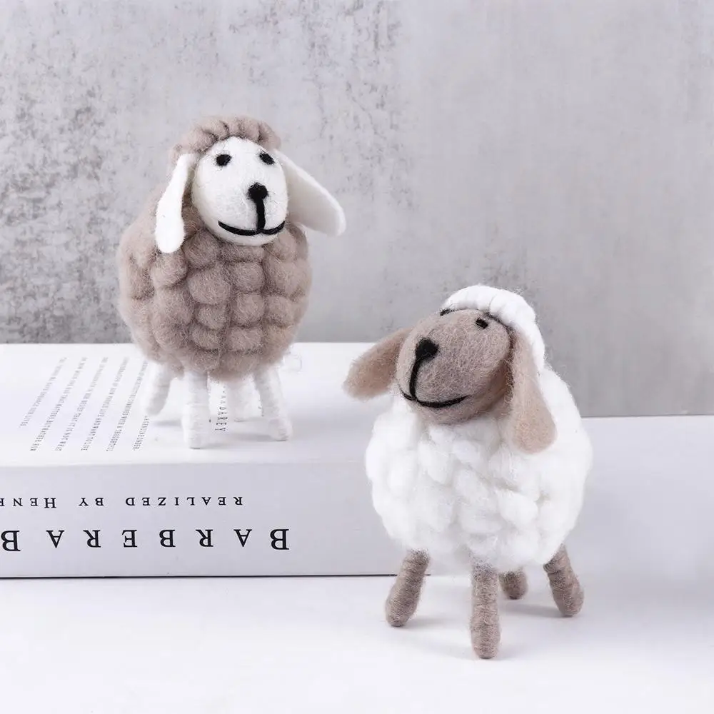 

Cute Toys Lamb Wool Felt Sheep Miniatures Party Supplies Birthday Desktop Decor Home Furnishings Figurines Mini Table Ornament