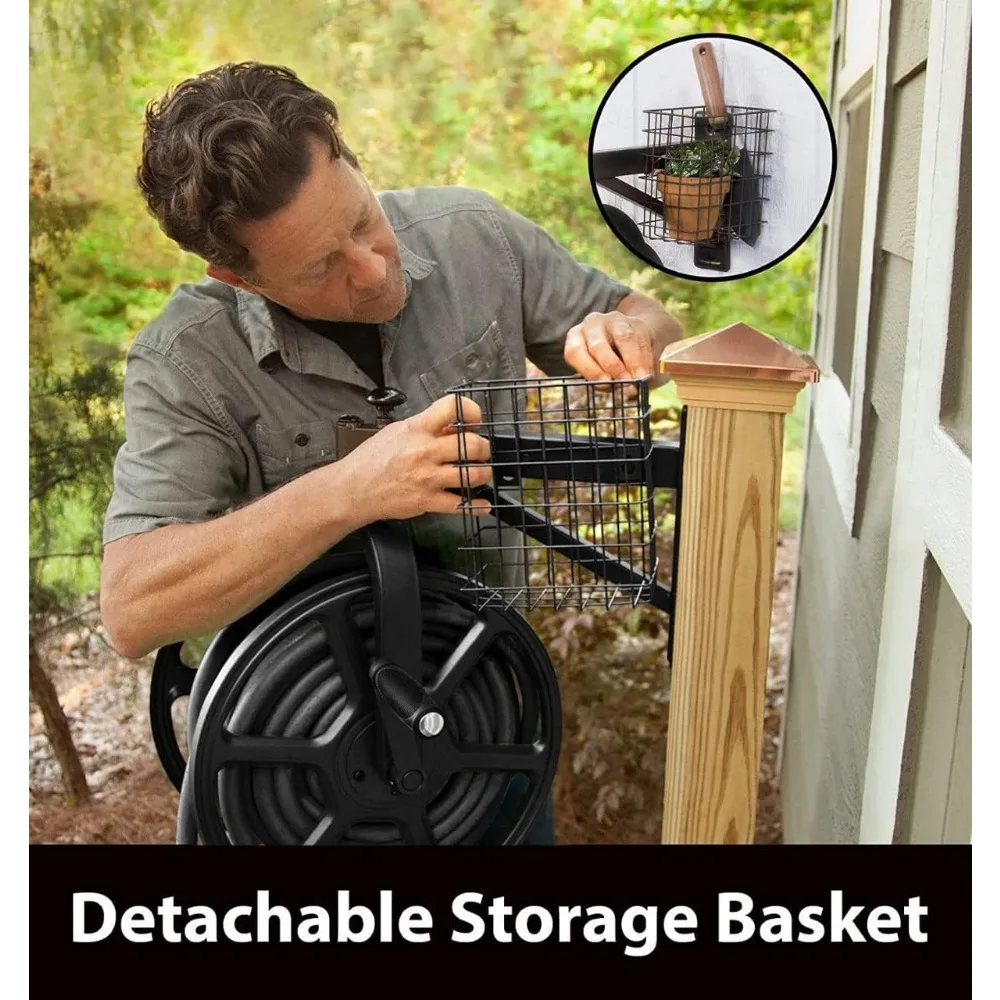 712-B Single Arm Navigator Multi-Directional Garden Hose Reel, Holds 125-Feet of, 5/8-Inch, Black 5