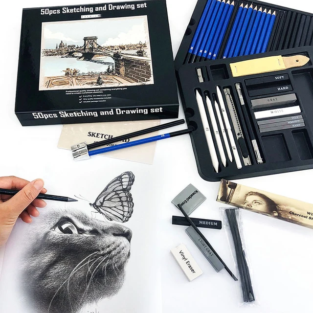 36Pcs Art Sketch Kit Artist Drawing Pencil 5H-8B Set Charcoal Graphite  Stick Rod Graphing Book With Zipper Bag Organizer Case - AliExpress