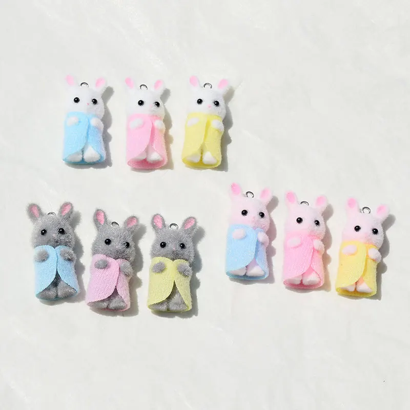 10PCS3D Cute Dressed Clothes Bunny Charms Resin  Accessories For Making Diy Necklace Earrings Keychain Handmade  Supplies