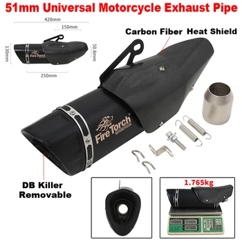 Universal 38-51MM Motorcycle Exhaust System DB Killer For R1 MT-10 MT09 MT07 S1000RR Z900 Carbon Fiber Escape Heat Shield Cover