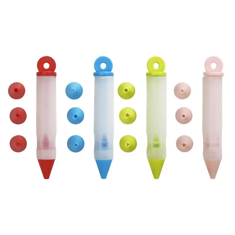 Cake Decorating Tool with 4 Nozzles Cookie Icing Piping Syringe Silicone Food Writing Pen for Dessert DIY Chocolate Cream Pastry baking supplies cake tools cake decorating kit edible food coloring pens