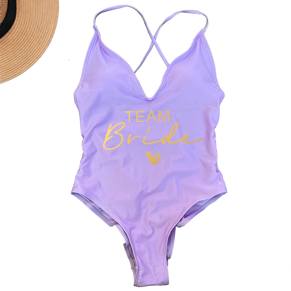 Sexy Padded One Piece Swimsuit Women Team Bride Swimwear Bikini Summer Bathing Suit Plus Size Beachwear Bachelorette Party Lady