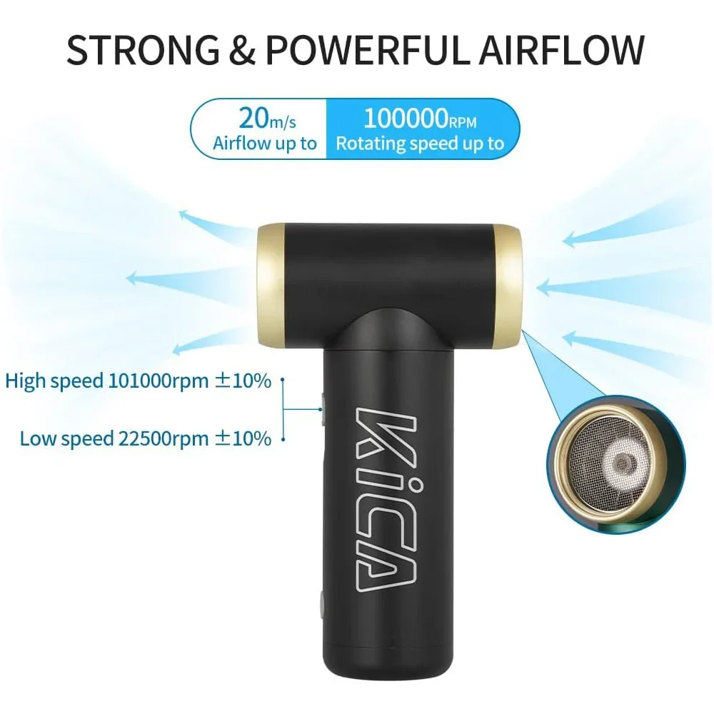 KICA Jet Fan 2 Portable Cordless Computer Keyboard Cleaner 100000RPM KICA Jetfan 2 Compresse Air Duster Electric Air Dust Blower electric air duster