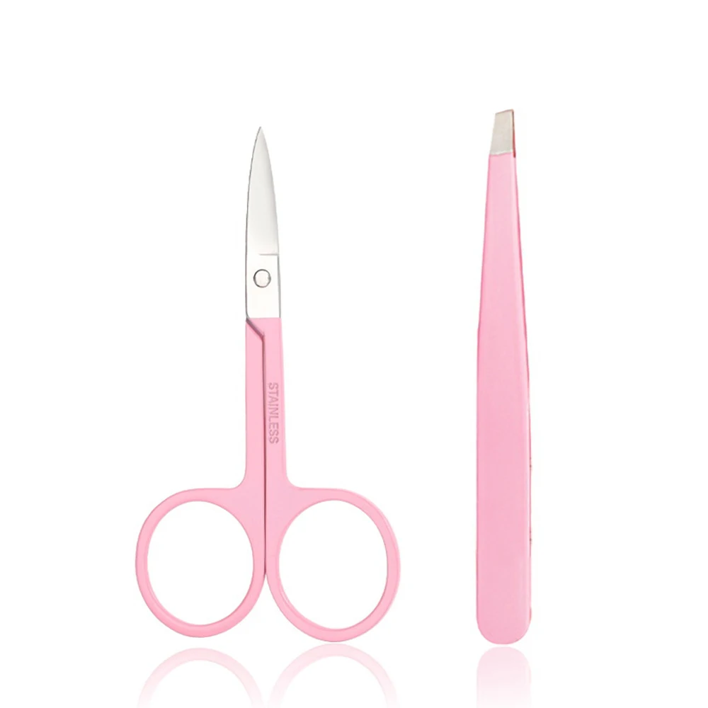 Pink/black Professional Eyebrow Trimming Tool Set Eyebrow Tweezer