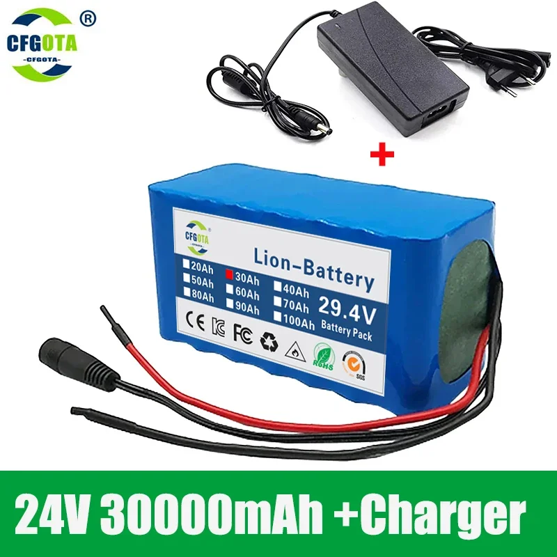 

18650 Battery Pack 7S3P 30000mah 24V Lifepo4 Rechargeable + 2A Charger for E-bike Electric Bicycle Wheelchair Lithium Batterie