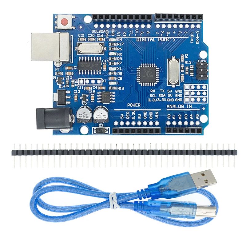 Development Board UNO R3 CH340G+MEGA328P SMD Chip 16Mhz For Arduino UNO R3 Development Board USB CABLE ATEGA328P One Set