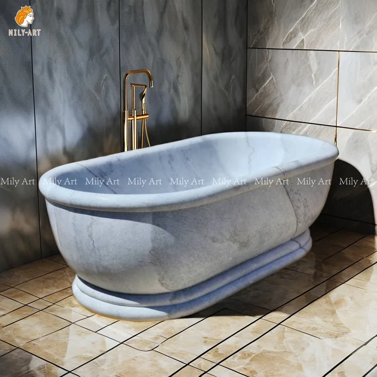 Grey Stone Round Marble Natural Graphic Design Modern Freestanding Bath Tub Bathtub for Sale