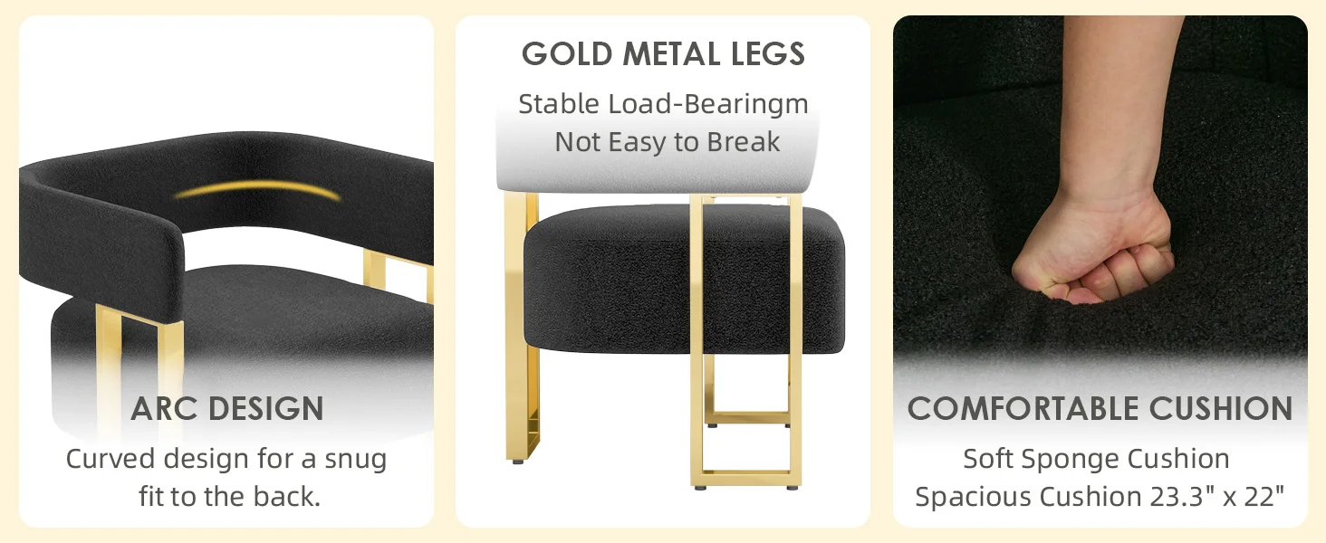 black and gold accent chair