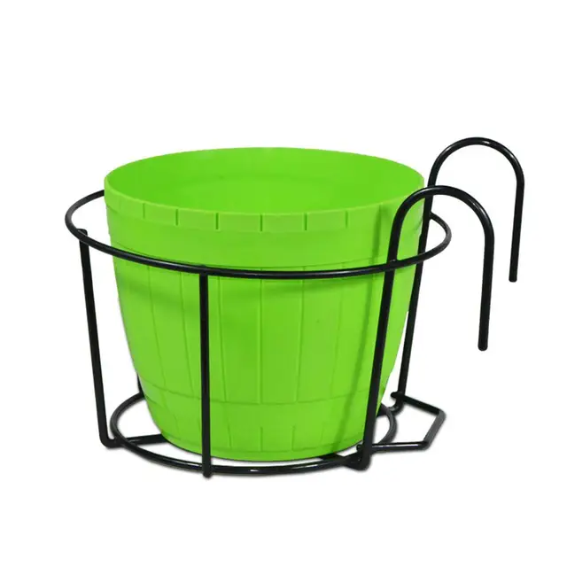 Függő Kosár Erkélyen Kerek Polcok Cserepes Növények Hús Vas Korlát Kerti Ellátás Virágtartó - Image 3