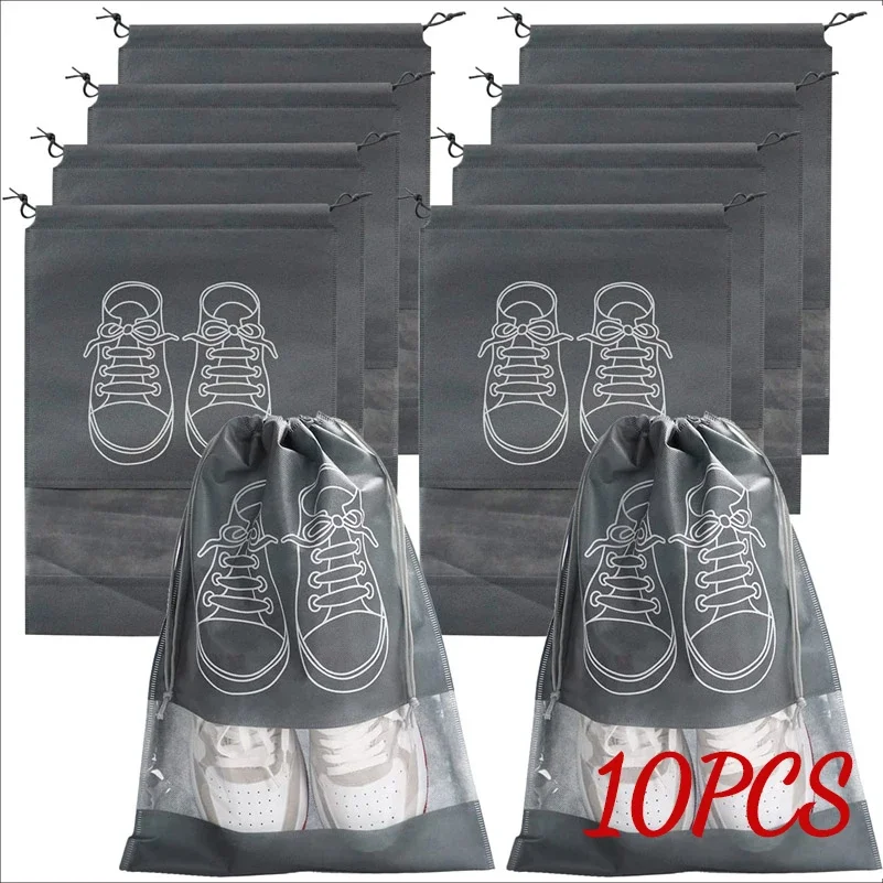 Bolsa organizadora de almacenamiento de zapatos, bolso de viaje portátil no tejido, con bolsillo impermeable, para colgar ropa, 10/5 piezas - Imagen 2