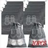 10/5pcs Shoes Storage Organizer Bags Non-woven Travel Portable Closet Bag Waterproof Pocket Clothing Tranparent Hanging Bag 2