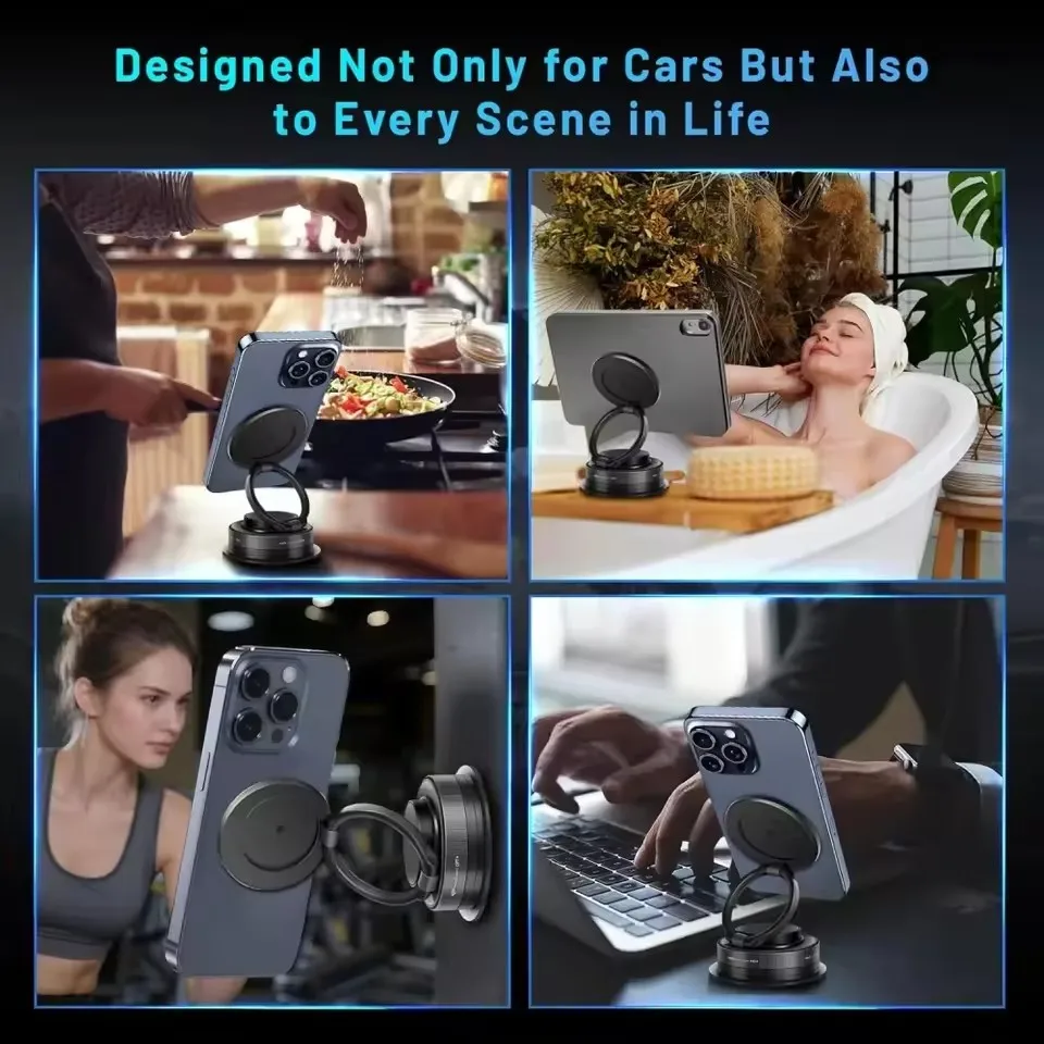 Versatile 360° Rotatable Magnetic Car Phone Mount with Foldable & Adjustable Design