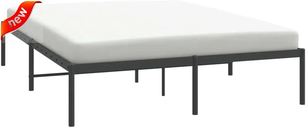Metal Bed Frame Without Mattress Black Headboard Bed Supportive Mattress Base ﻿ Bedstead for Bedroom 59.1"x78.7"