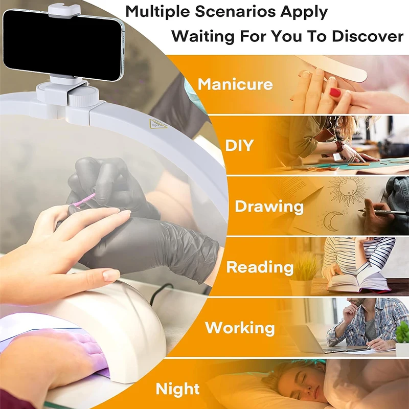 Half Moon Nail Desk Lamp Foldable LED Nail Fill Light Portable Beauty Salon Work Manicure & Lash 3000-6500K Professional Lamp 5