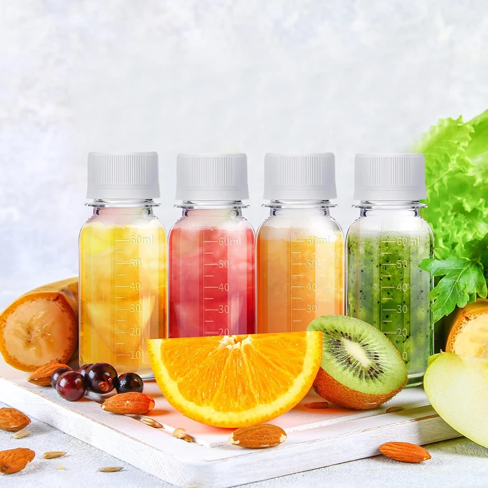 Mini bottiglie di vetro da 60 ml con coperchio, confezione da 24