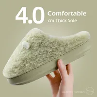 New Winter Slippers for Women Men Indoor Furry Warm Home Shoes Soft EVA Thick Sole Plush Women Couples Cute Platform Slides 1