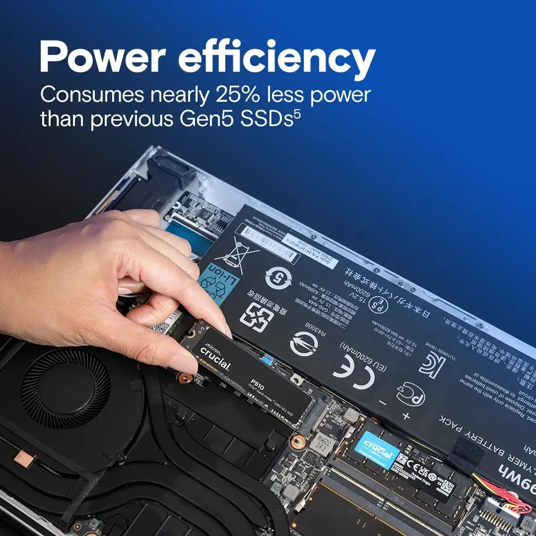 Crucial P510 M.2 2280 PCIe Gen5 NVMe Internal SSD, 256GB 3D NAND Ultra High Speed Gaming Storage Drive For Laptop & Desktop PC 5