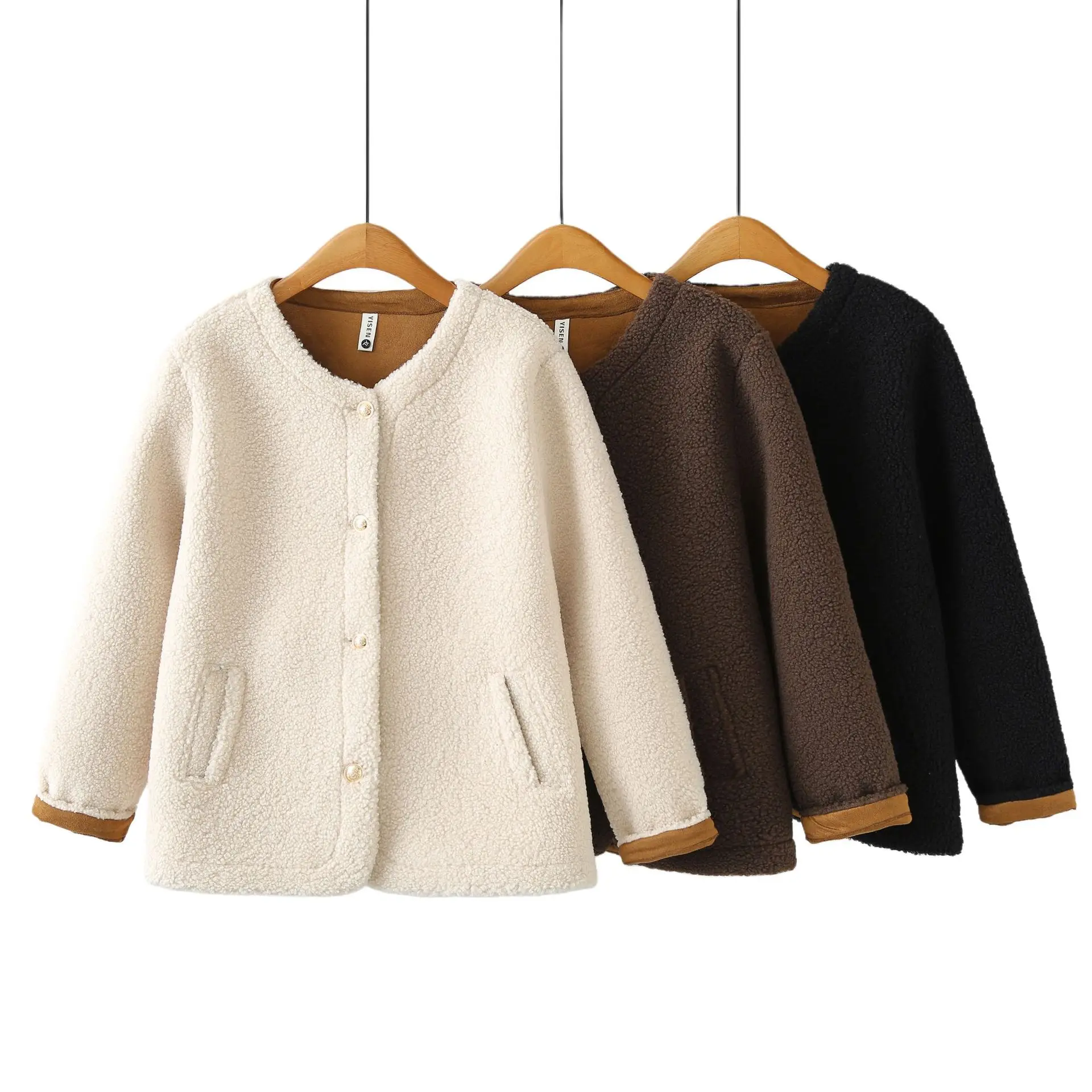 XXXXL Fashion Plus Size Women's Coat 2025 Winter New Simple Chic Style Fleece Warm Jacket Block Color Cuffs Outerwear 2589