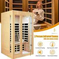 2 Person Sauna,Low EMF Far Infrared Sauna, 1500W Hemlock Wood Sauna Indoor Sauna Infrared Sauna for Home with Bluetooth Speakers 2