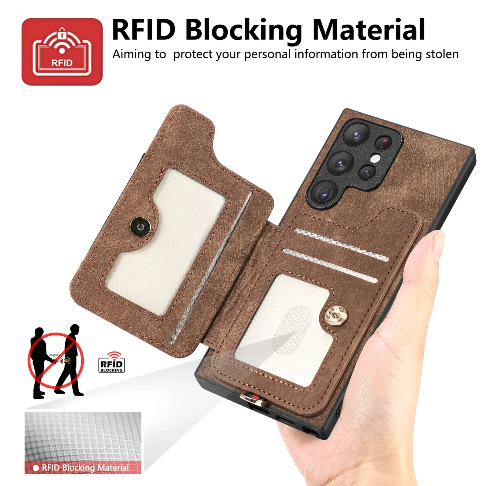 Multi-Functional Ring Holder Phone Case with Wallet Card Slot