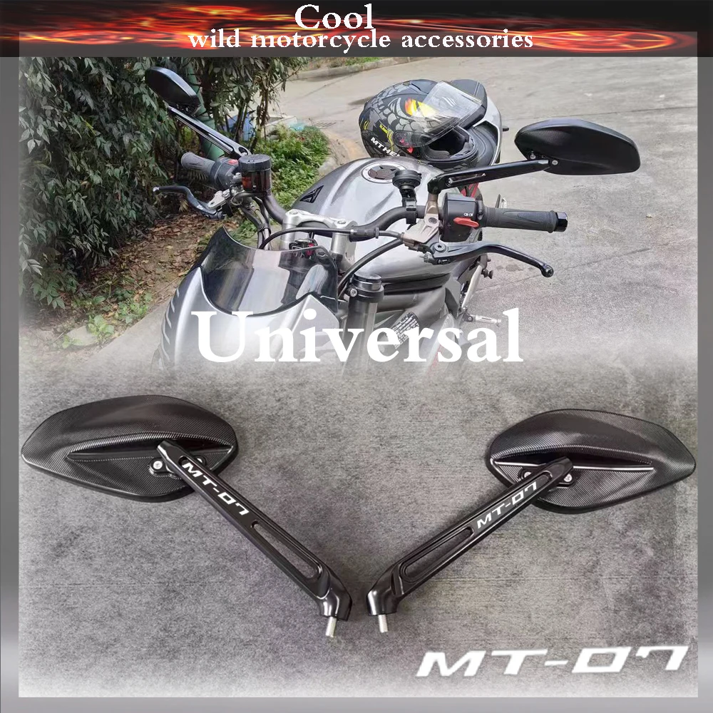 

With Logo Motorcycle Rearview Side Mirror For YAMAHA MT07 MT-07 FZ07 FJ07 aluminum alloy Moto Accessories Reversing mirror