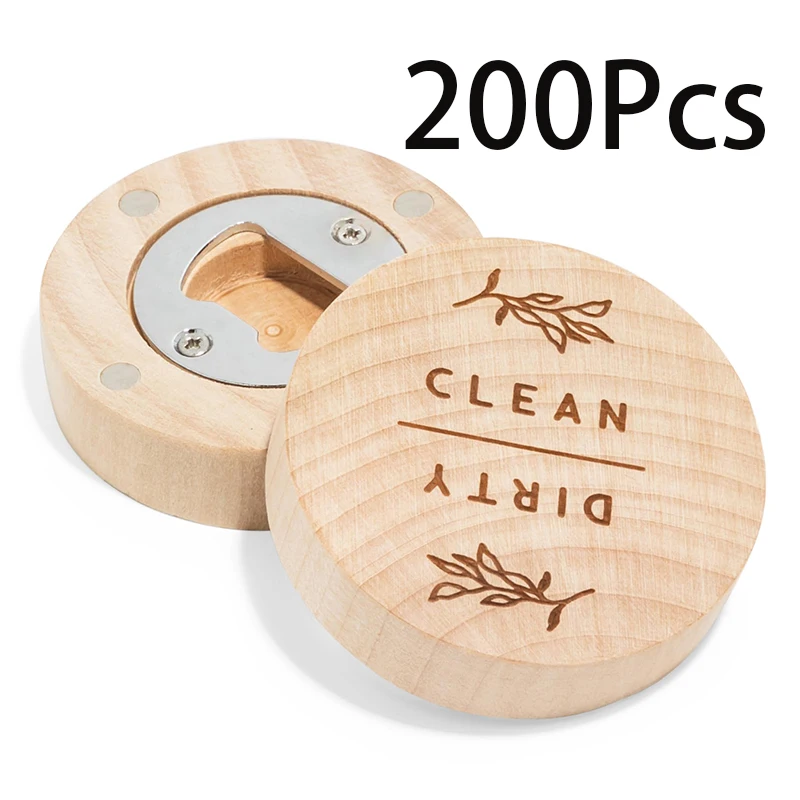 

200Pcs Custom Logo Wooden Round Shape Bottle Opener Coaster Fridge Magnet Decoration Beer Bottle Opener