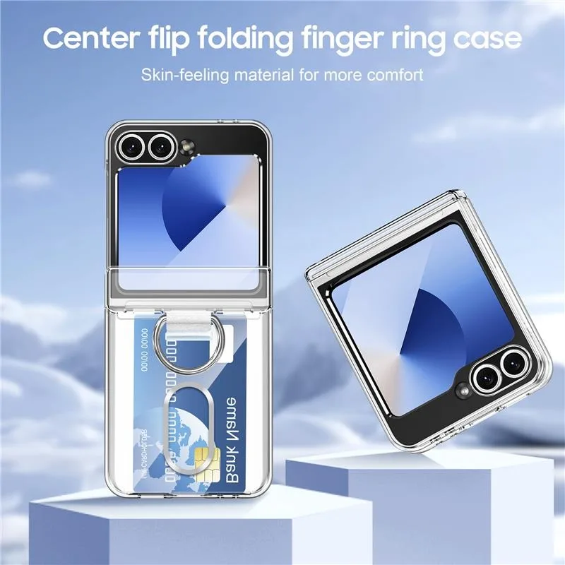 Luxury Ring Holder Card Slot Matte Wallet Case - Hard Shockproof Cover
