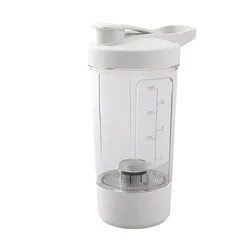USB Rechargeable Portable Electric Protein Shaker Bottle - 450ml Multipurpose Blender (White)
