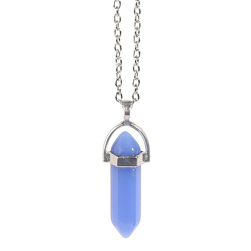 2 Collane Con Ciondolo In Pietra Naturale Di Cristallo Quarzo – Forma A Proiettile Esagonale, Collana Curativa Chakra Per Donna E Uomo, Con Catena - 3