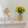 Mini Supermarket Shopping Trolley Cart Kids Shopping Cart Toys Small Grocery Cart Desktop Model Children's Toys Dollhouse Decor 5