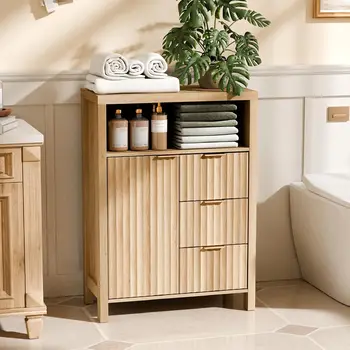 Fluted Bathroom Storage Cabinet 1