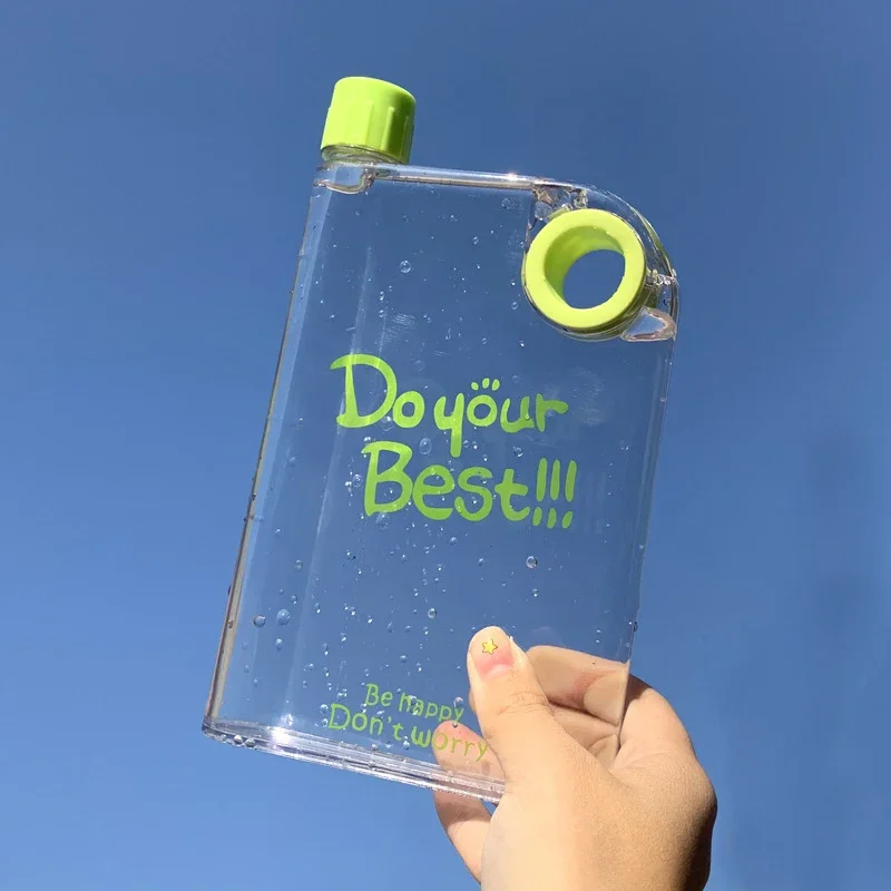 Creative Clear Flat Water Bottle - 420ML Portable Fitness Kettle, Square Design Sports Bottle