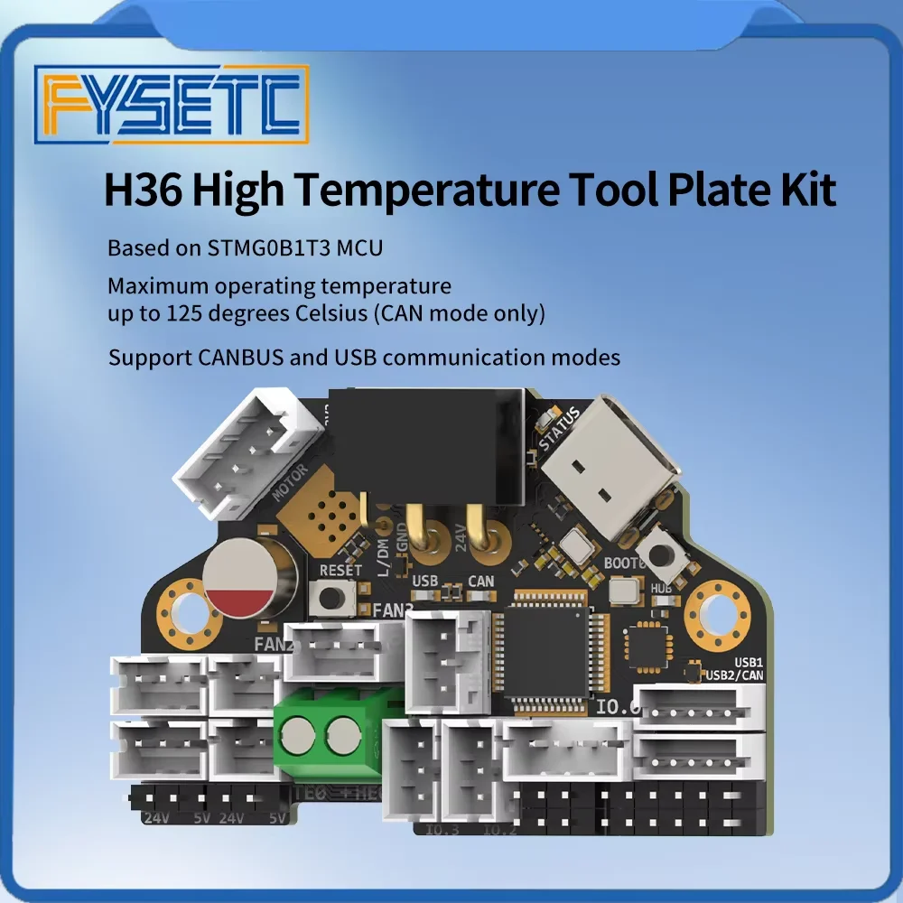 FYSETC H36 V2 Combo Hochtemperaturbeständiges Klipper Canbus Tool Board Kompatibel mit NEMA14/36mm Motor Onboard TMC2209
