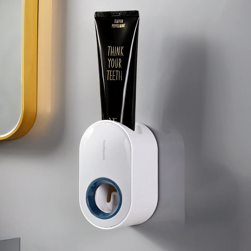 Automatic Toothpaste Dispenser Wall Mount Bathroom Accessories Waterproof Toothpaste Squeezer Toothbrush Holder
